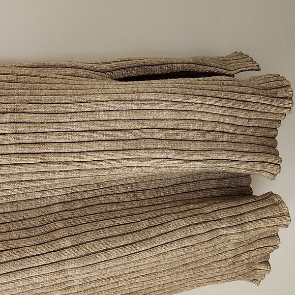 MOUSSY long-sleeved one-piece dress Elegant Beige Knit Slit Dress One Size Fit - Picture 14 of 16